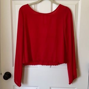 Dainty red/melon cropped blouse